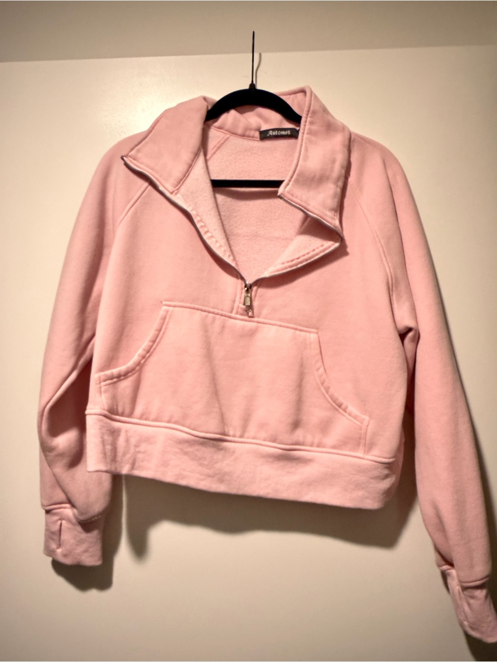 Casual Half-Zip Pink Pullover Sweatshirt - Women